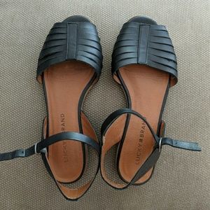 Lucky Brand peep toe black sandals w/ ankle strap